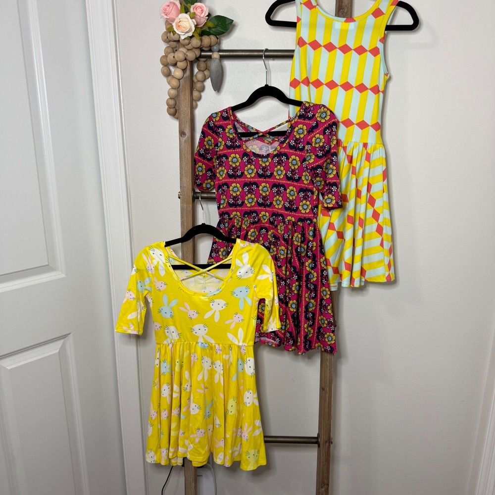 Dot Dot Smile Girls 3 Piece Dress Bundle Easter Bunny Floral Geometric Size 5-6 - Picture 5 of 10